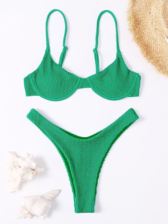 Women's Underwire High Cut Bikini Set Bathing Suits 2 Piece Swimsuits 2024 | Amazon (US)