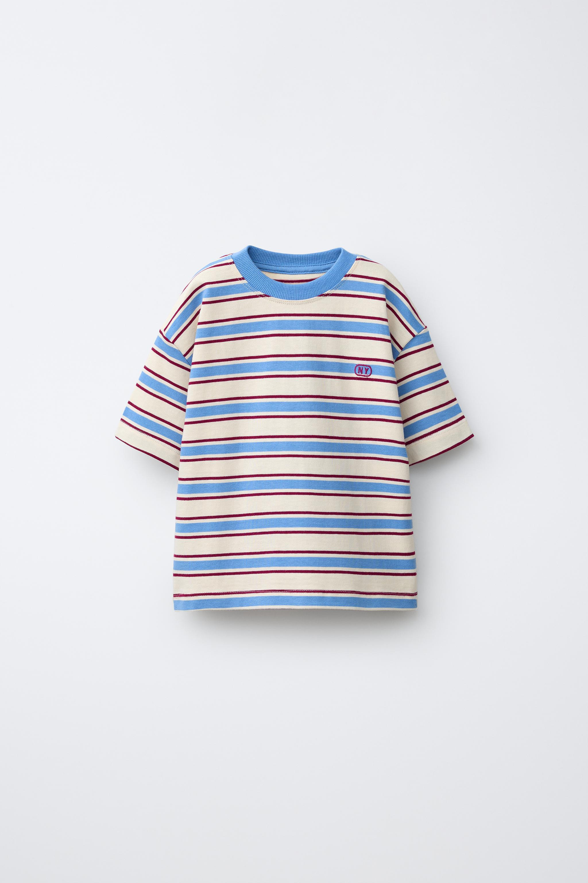 EMBROIDERED STRIPED LOGO T-SHIRT | Zara Canada