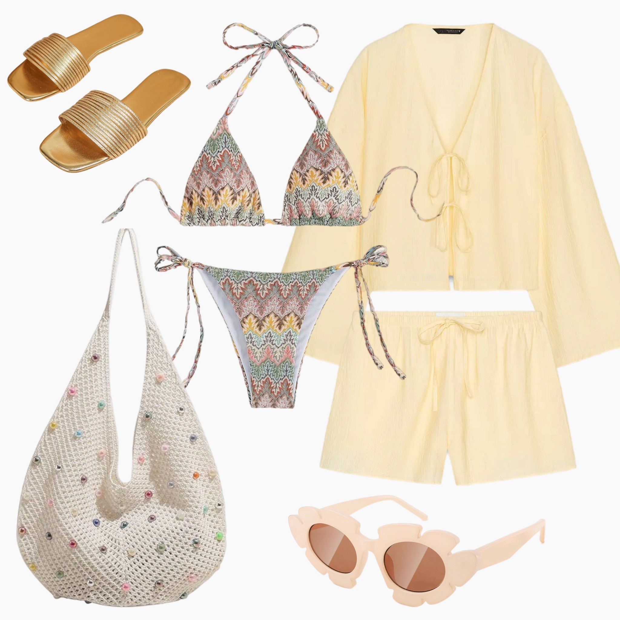 Poolside perfection ☀️✨ A pastel zigzag bikini layered under a breezy lemon-yellow set, with playful accessories to match—this look was made for sun-drenched mornings and seaside strolls. #ResortWear #BeachStyle #VacationVibes #ChicEscape #PoolDayEssentials #missonidupe #missonilookalike #missoniinspired #missoniswim #missoni

#LTKFindsUnder100 #LTKSwim #LTKSummerEdit