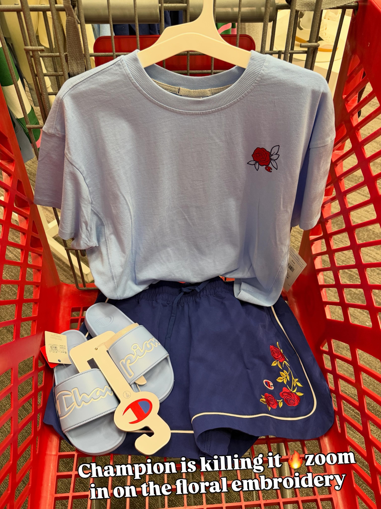 Champion at Target is actually really nice quality! I might have to grab a few pieces for myself! Perfect for everyday wear. The embroidery on these shorts really elevates the look. T-shirt has a rose graphic on the back! #targetstyle