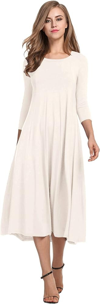 HOTOUCH Women's 3/4 Sleeve A-line and Flare Midi Long Dress | Amazon (US)