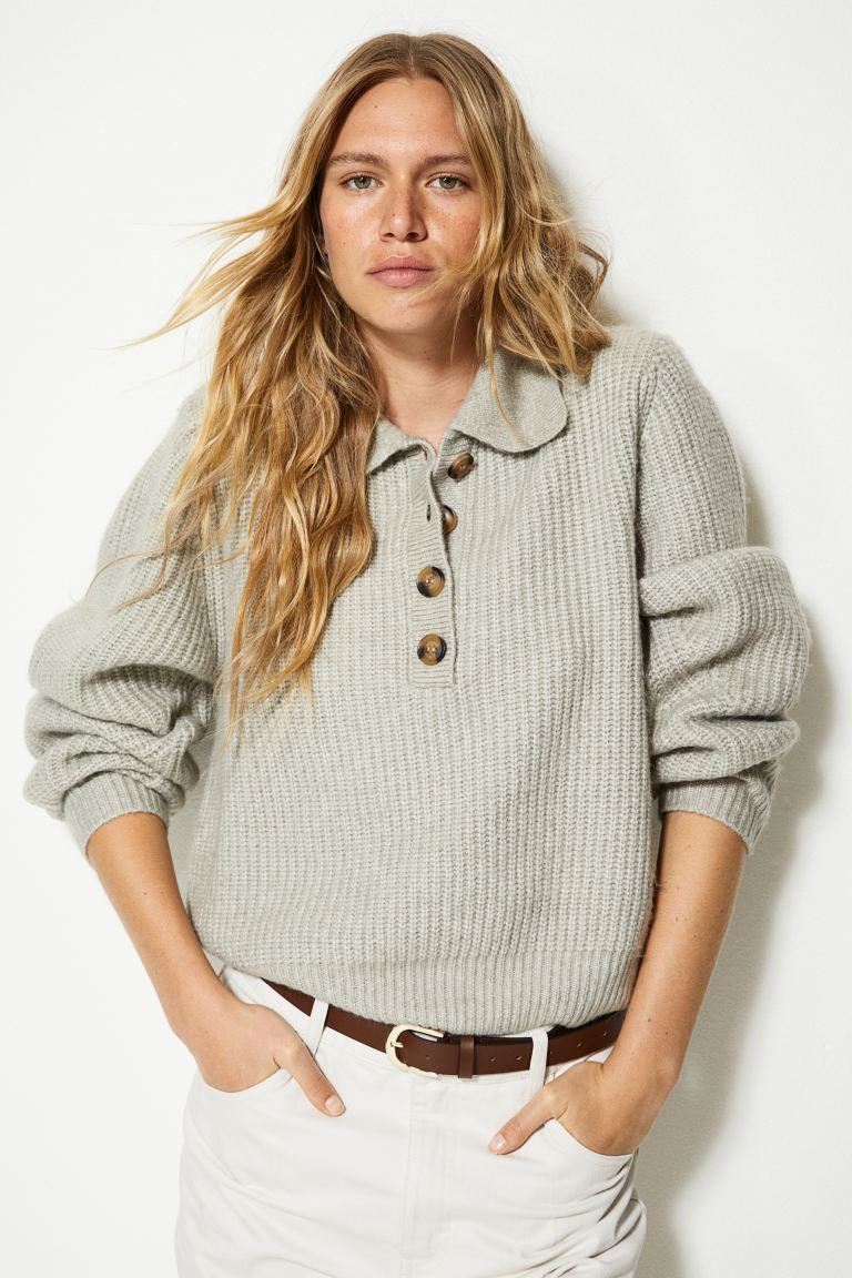 Collared rib-knit jumper | H&M (UK, MY, IN, SG, PH, TW, HK)