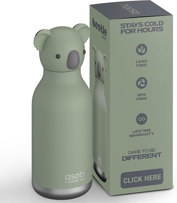 asobu Bestie Bottle Insulated Stainless Steel Water Bottle with Detachable Soft Animal Head Fun D... | Amazon (US)