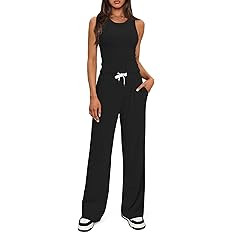 Darong Women's 2 Piece Outfits Lounge Sets Sleeveless Tank Tops and Wide Leg Pants Sets Tracksuit... | Amazon (US)