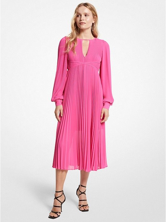 Pleated Georgette Midi Dress | Michael Kors US