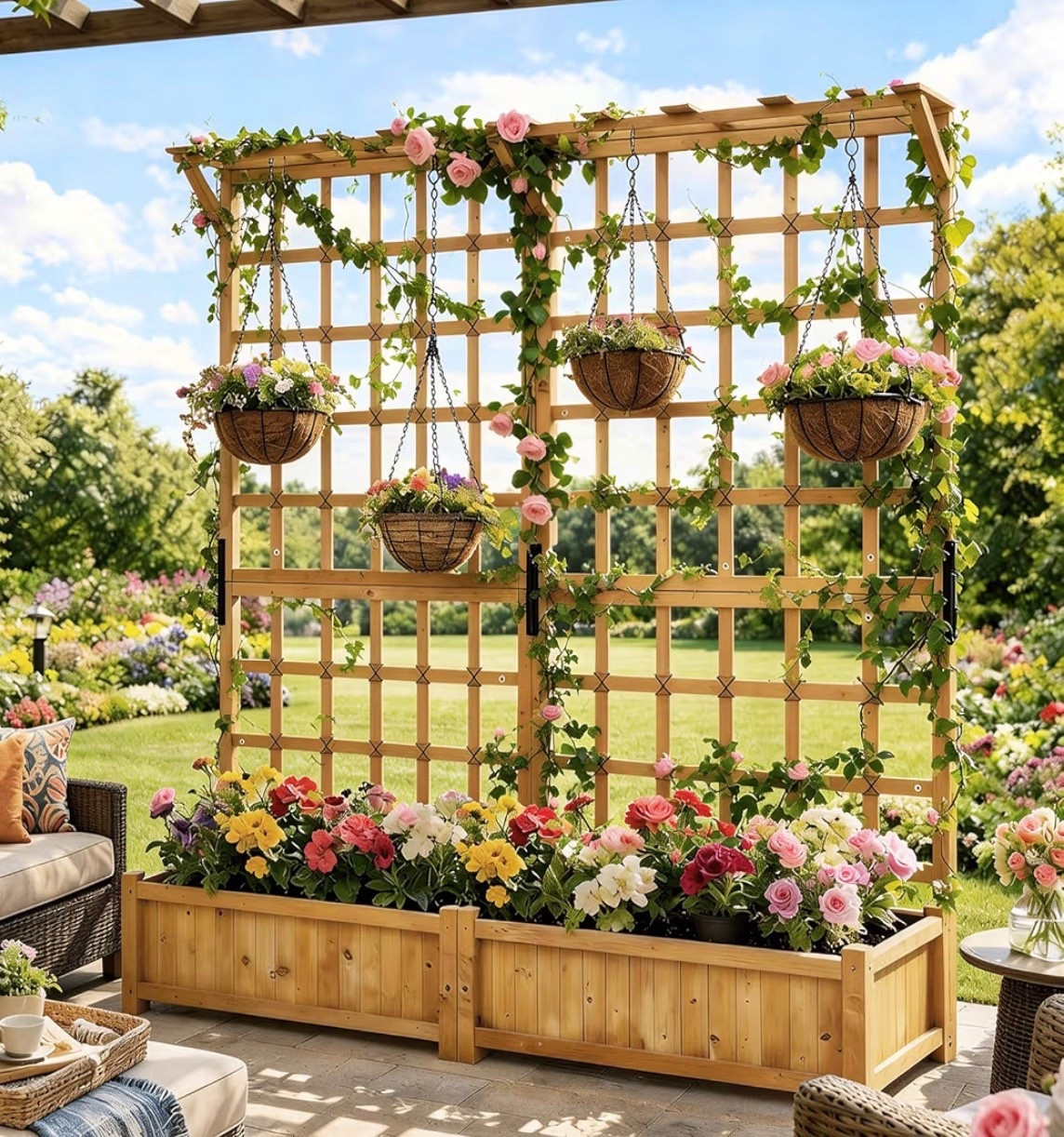 72" Raised Garden Bed with Trellis, Wood Planter Container with Hanging Roof & Garden Boxes for Climbing Plants Flowers Vine (2 piece)

#LTKSeasonal #LTKdayinmylife #LTKHome