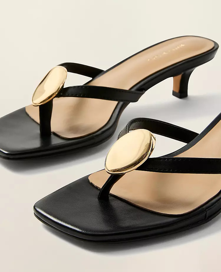 Leather Flip Flop Heeled Sandal | Ann Taylor