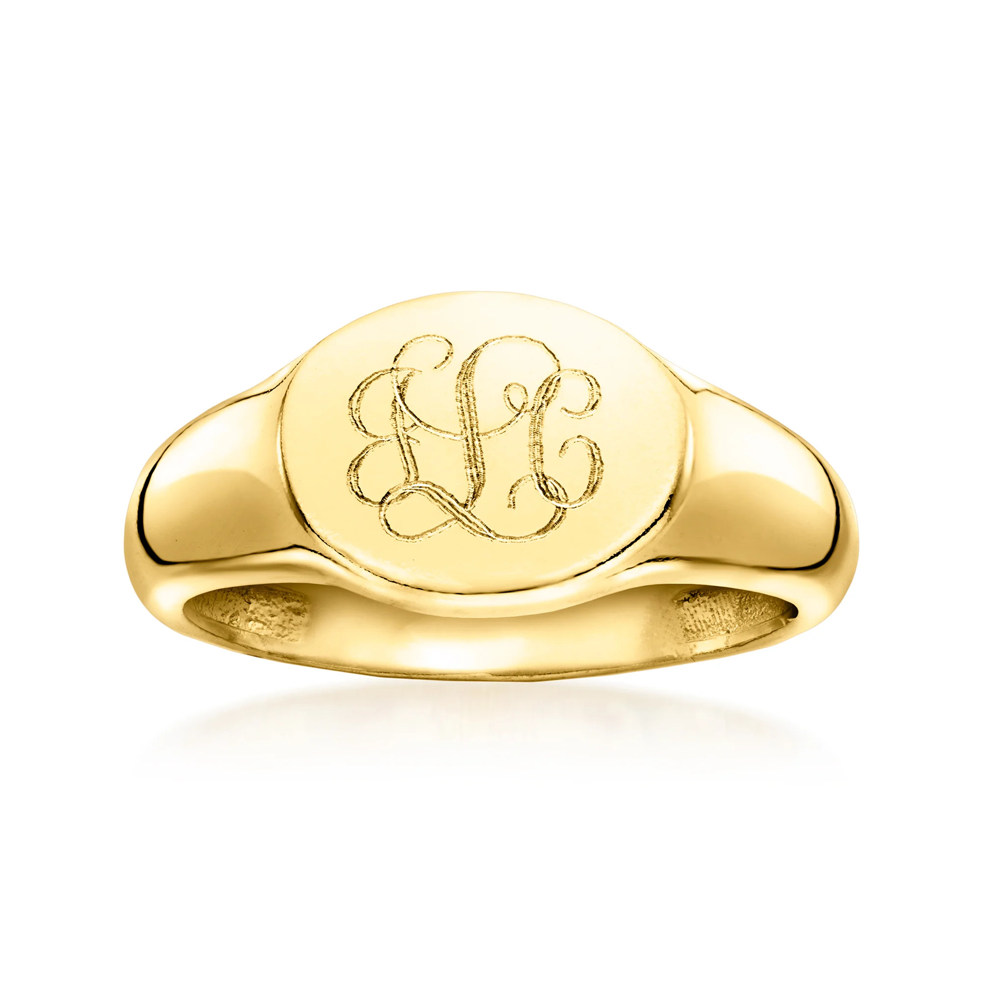 18kt Gold Over Sterling Personalized Oval Signet Ring | Ross-Simons