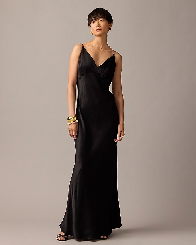Collection full-length V-neck slip dress in luster crepe | J. Crew US