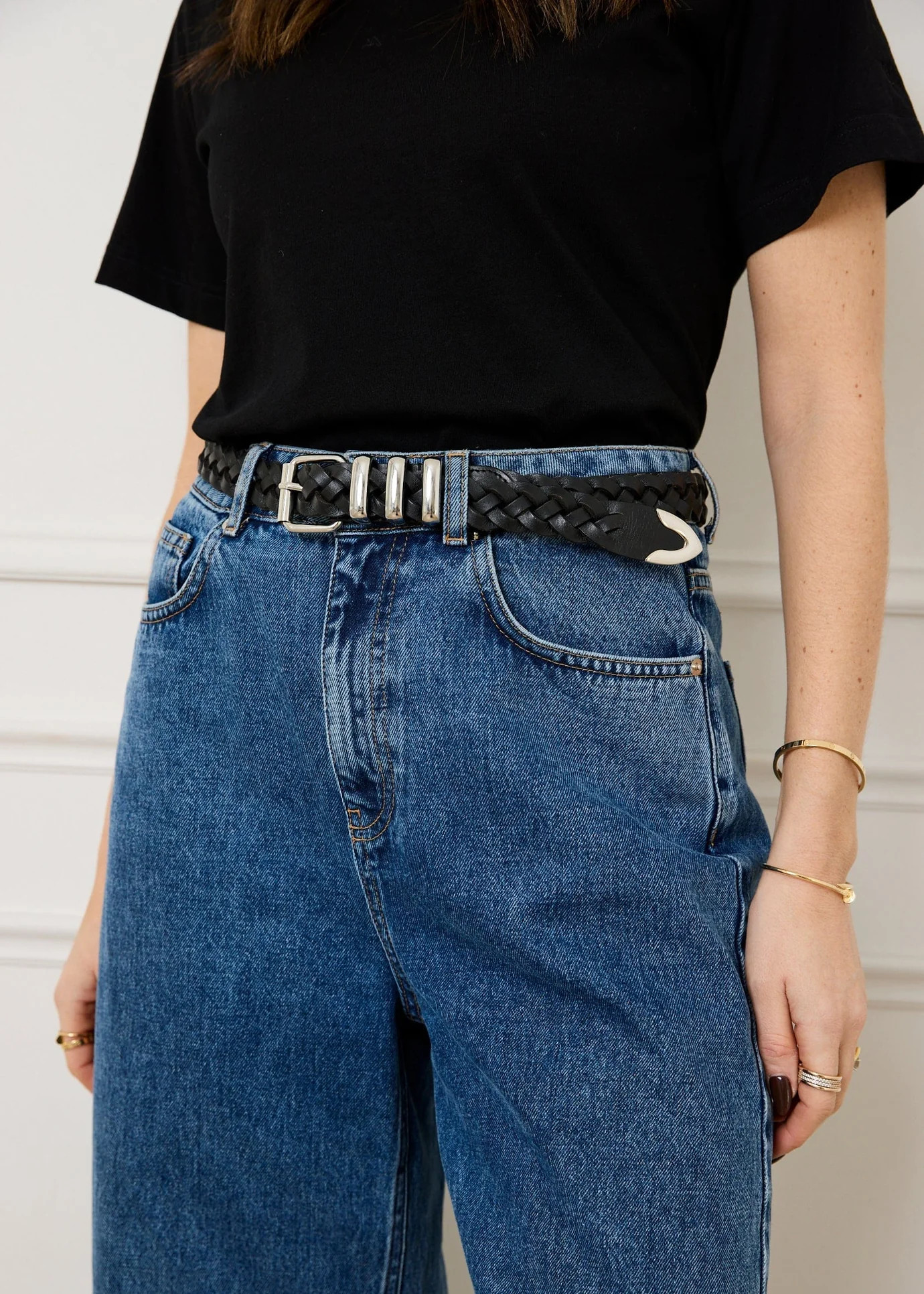 WOVEN LEATHER BELT - BLACK | WAT The Brand