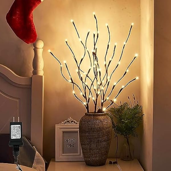 LITBLOOM Lighted Brown Willow Branches 30IN 100 LED with Timer Battery Operated, Tree Branch with Wa | Amazon (US)