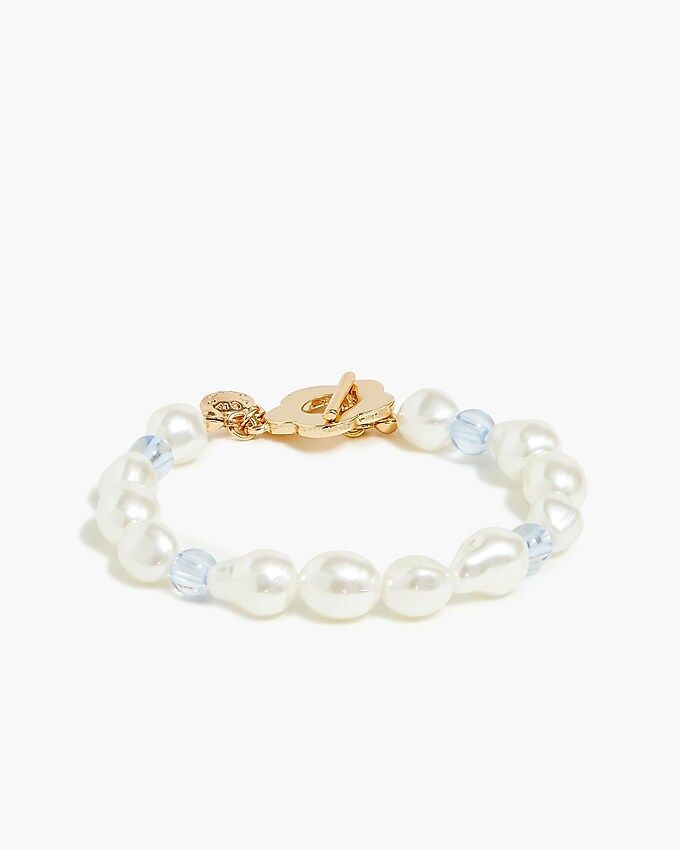Girls' pearl-bead bracelet with flower closure | J.Crew Factory