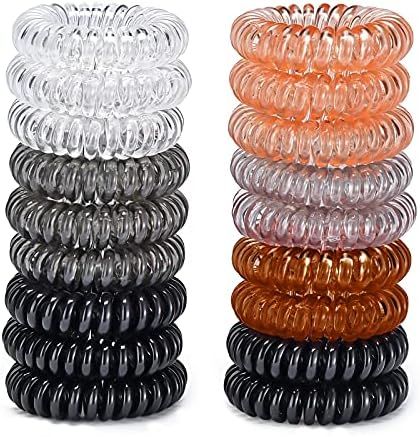 18 Pack Hair Ties,Spiral elastics, Multi Color Hair Scrunchies, No Crease Spiral Hair Elastics,Ha... | Amazon (US)