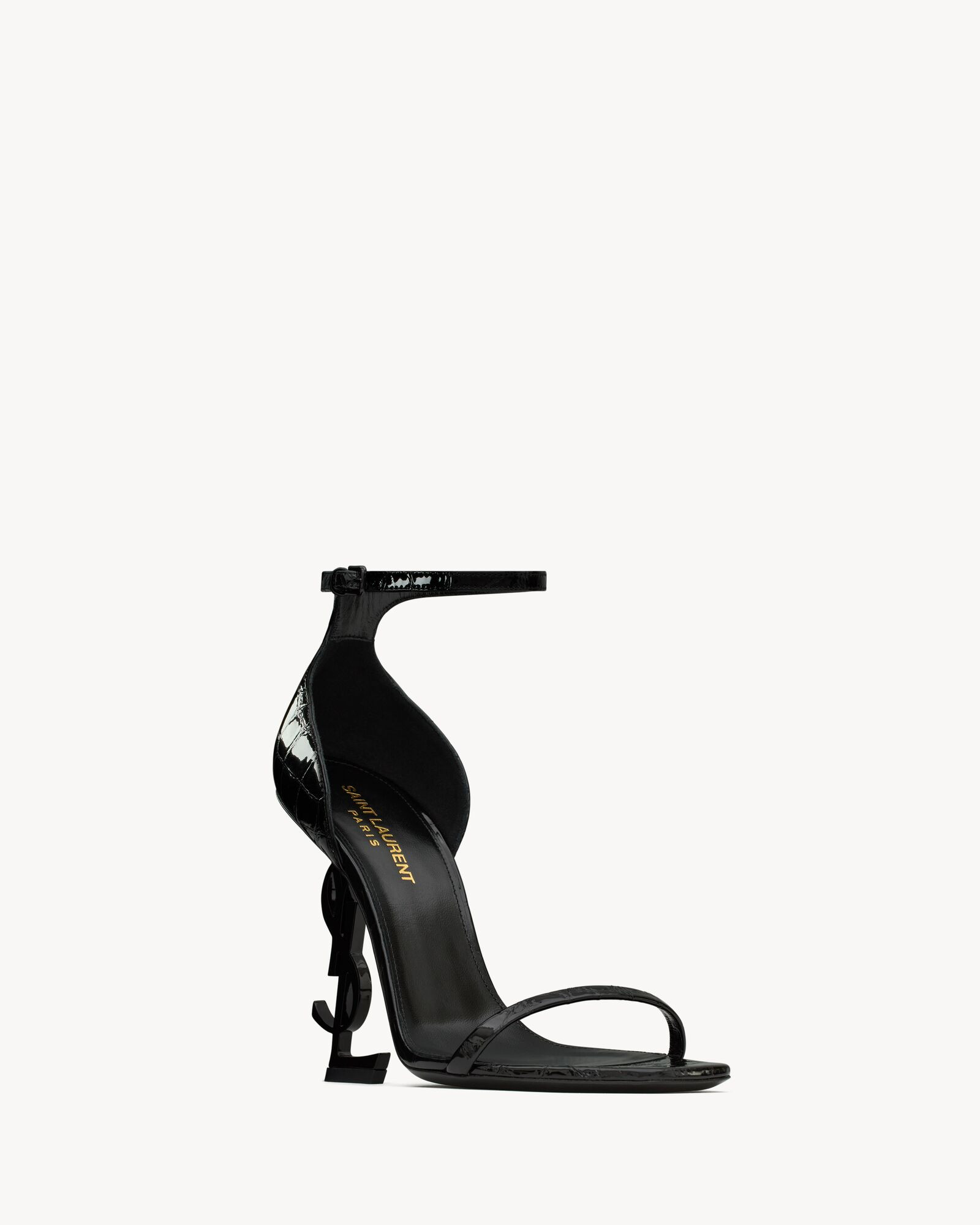 Sandals with cassandre heel featuring an adjustable ankle strap. | Saint Laurent Inc. (Global)