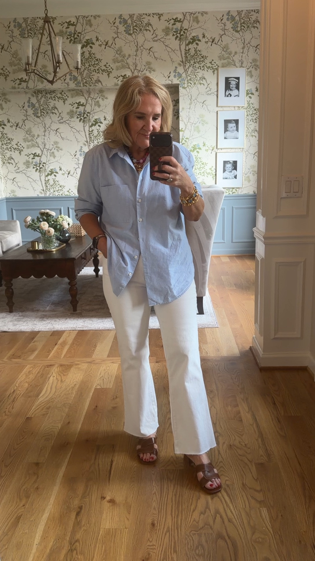 Oxford blouse size medium 
White jeans stay true to size 8/29
Shoes new from quince a reality nice leather. Need a little breaking in but now are feeling just right.

#LTKOver40 #LTKootd #LTKMidsize