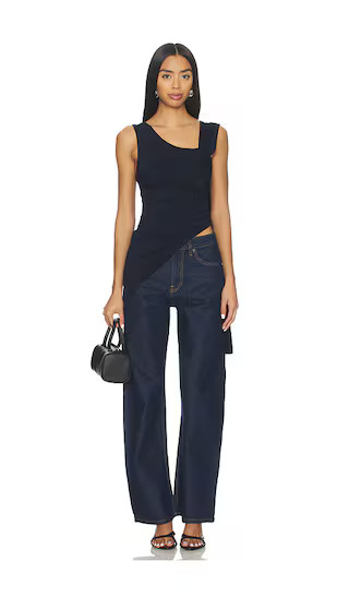 One Shoulder Draped Top in Navy | Revolve Clothing (Global)