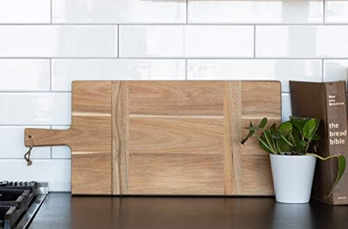 Amazon.com: Chloe and Cotton Acacia Wood 22.5 Inches Oversized Serving Board With Handle | Charcu... | Amazon (US)