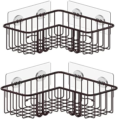 SMARTAKE 2-Pack Corner Shower Caddy, Adhesive Bath Shelf with Hooks, SUS304 Stainless Steel Stora... | Amazon (US)