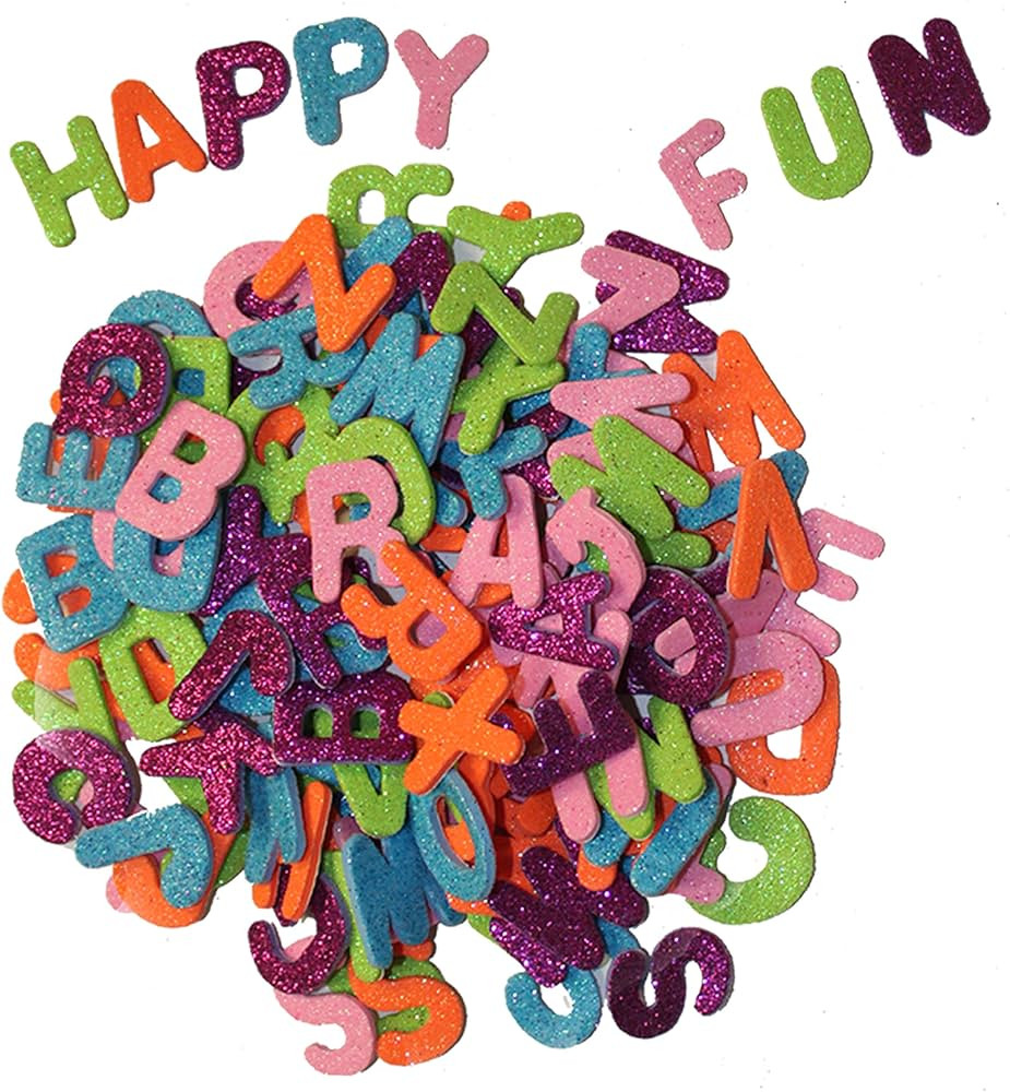 10 Sets of Small Alphabet Letter Foam Glitter Stickers (approx. 260 pcs) 5 Colors - Arts Craft Supplies for Greeting Card Decoration | Size: 1-inch | Amazon (US)