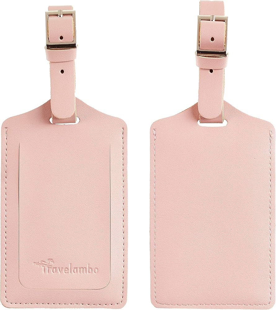 Travelambo Luggage Tag Faux Leather for Suitcase Women Kids Funny Cute (Lotus Pink) | Amazon (US)