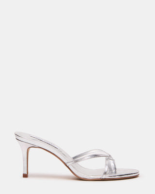 Steve Madden Women's Clari Thong Heels - Silver - Size 6.5 - Leather | Steve Madden (US)