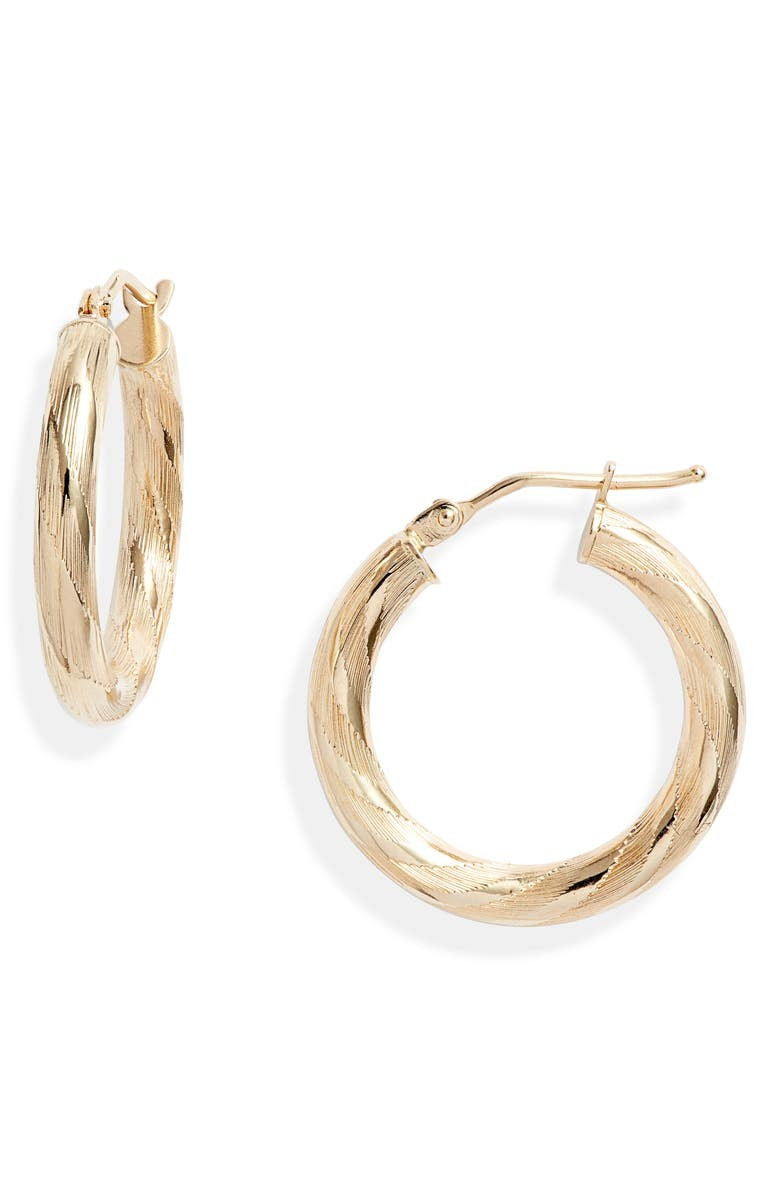 14K Gold Textured Hoop Earrings | Nordstrom
