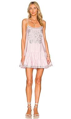 Juliet dunn Chambray Embroidered Strappy Dress in Pale Pink & Silver from Revolve.com | Revolve Clothing (Global)