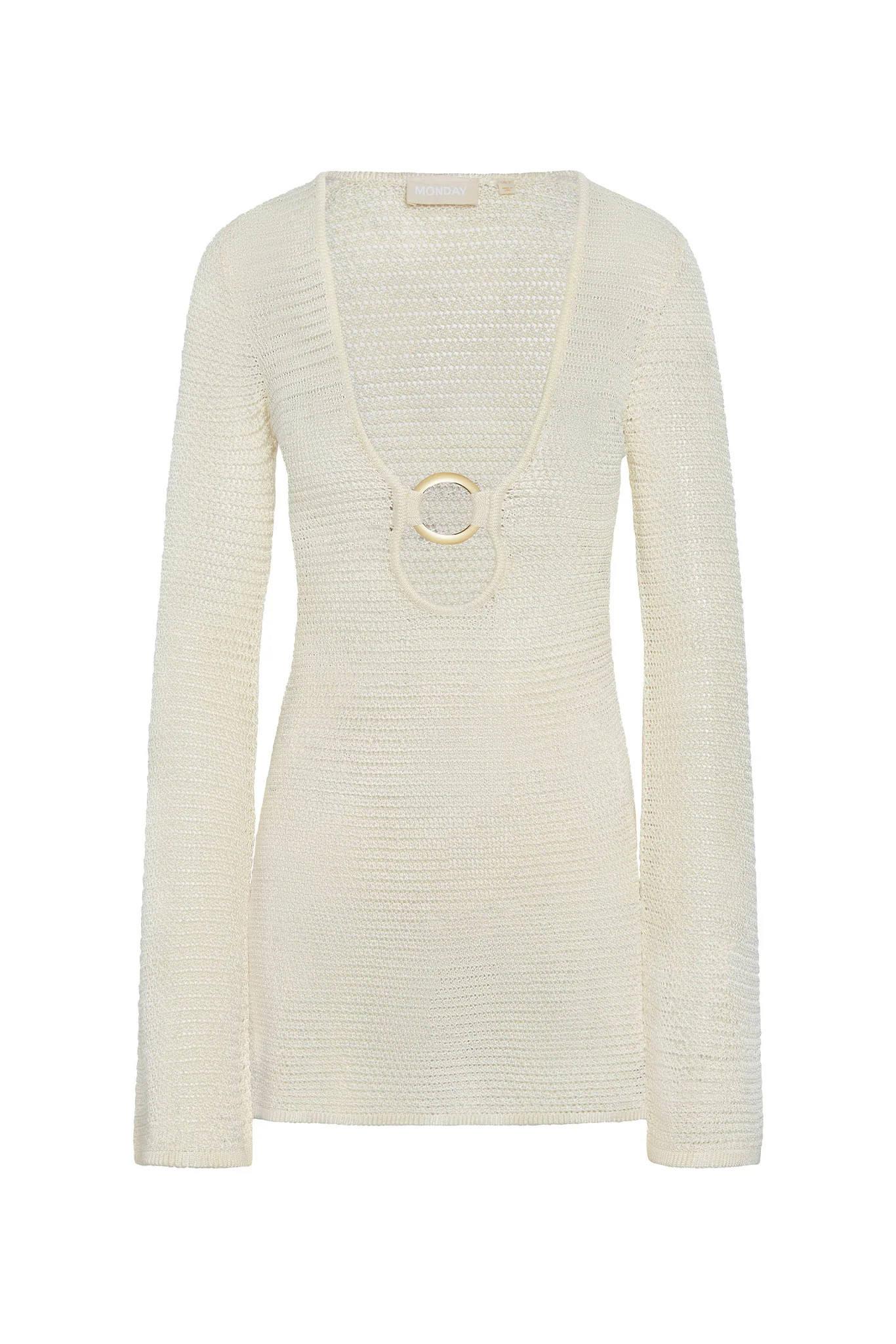 Montego Mini Dress - Ivory Shiny Treble Knit | Monday Swimwear