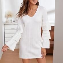 Layered Ruffle Sleeve Sweater Dress | SHEIN