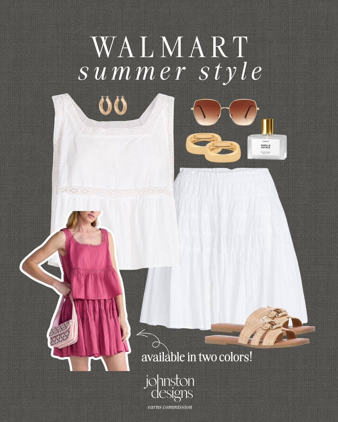 Walmart summer style with a breezy matching set, woven slides and neutral accessories. 🤍

Summer outfit, Walmart style, outfit inspo, matching set, white top, tiered skirt, woven sandals, gold hoops, sunglasses, vacation look, affordable fashion finds, look for less, free people style, flowy skirt and tank. 

 #LTKootd #LTKSeasonal