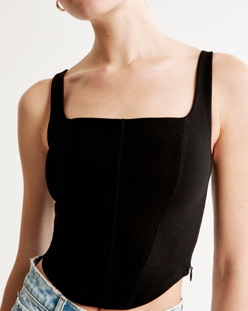 Women's Crepe Scoopneck Corset Top | Women's Tops | Abercrombie.com | Abercrombie & Fitch (US)
