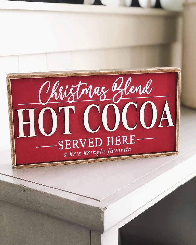 3D Christmas Sign HOT COCOA Sign Farmhouse Decor Winter Decor Christmas Decor SIZE 5x10 - Etsy | Etsy (US)