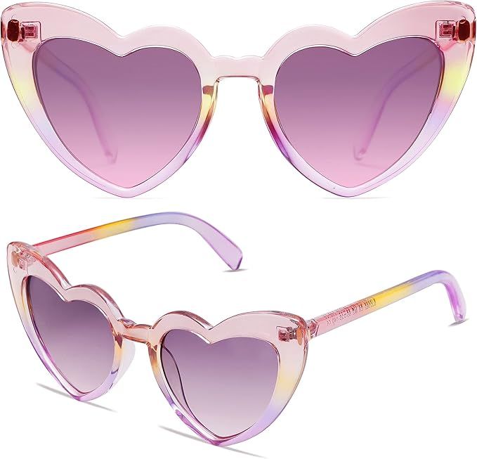 VANLINKER Heart Shaped Sunglasses Women Trendy Retro Cat Eye Sunglasses Gift Idea VL9604 | Amazon (US)