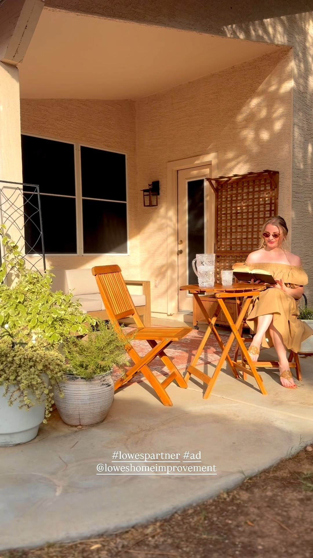#lowespartner #ad @lowes  
Small Patio Makeover just in time for summer! I found the most beautiful patio decor at @Lowe’s This wooden bistro table set is the perfect place for my morning coffee and it can be folded and stored away during our summer monsoon storms. I love this trellis planter on wheels! The climbing star jasmine is going to make such a statement once it fills in. I even found a beautiful terracotta patio rug that fits my European style patio theme. 

Keywords:
Patio decor. Patio ideas. Small patio ideas. Trellis planter. Patio planters. All white planter pots. Lowe’s patio decor

#LTKHome #LTKSaleAlert #LTKSeasonal