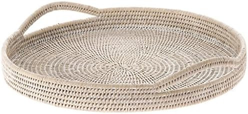 KOUBOO 1020045 La Jolla Rattan Round Serving Tray, White Wash | Amazon (US)