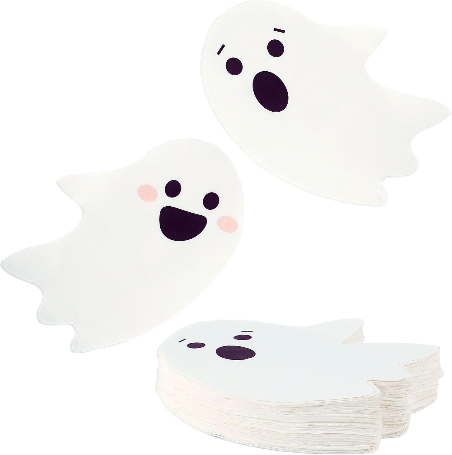 Halloween Napkins Dispoable - 50 PK - Halloween Paper Napkins 3-Ply Ghost Cocktail Napkins Beverage Napkins for Kids Birthday Party Supplies | Amazon (US)