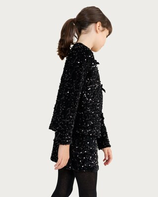 F&F Girls 2-Piece Sequin Long Sleeved Top and Shorts Set in Black | Tesco F&F