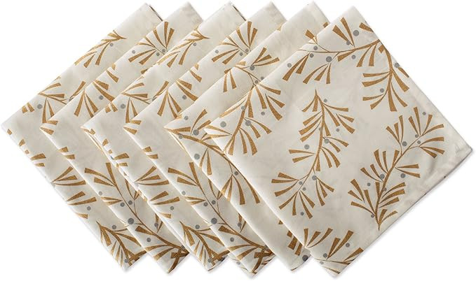 DII Holiday Dining Table Linen Metallic Fabric Kitchen Décor, Christmas Napkin Set, 20x20, Gold ... | Amazon (US)