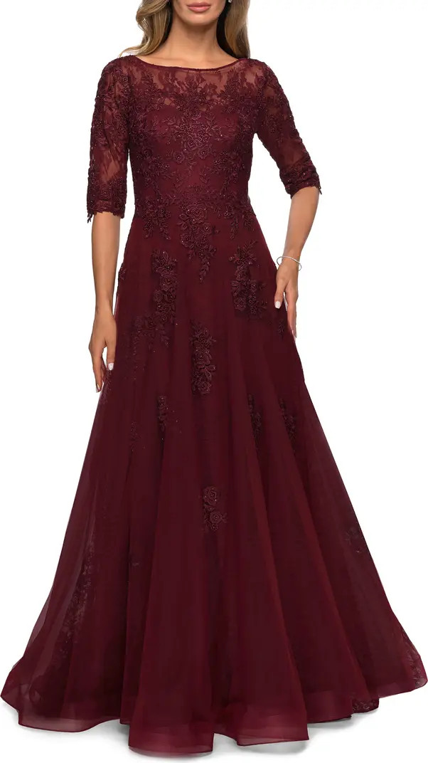 Floral Lace & Tulle Gown | Nordstrom