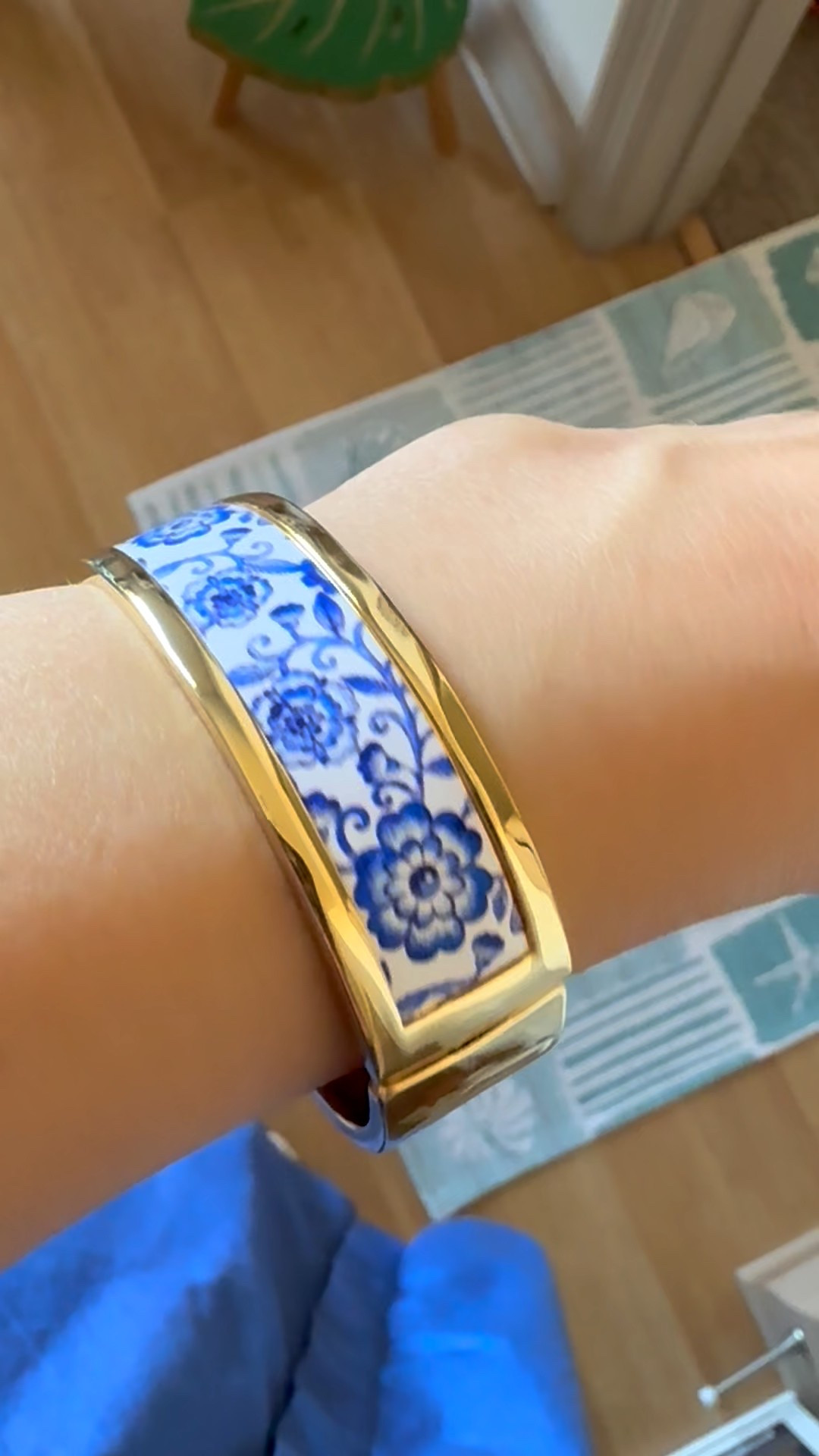 14k gold plated blue and white bracelet. Perfect for spring and summer! 