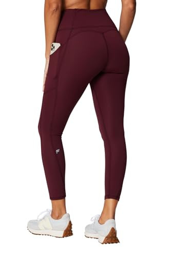 Fabletics Women's Oasis PureLuxe High-Waisted 7/8 Legging, Light Compression, Buttery Soft, XXL-1X, Merlot | Amazon (US)