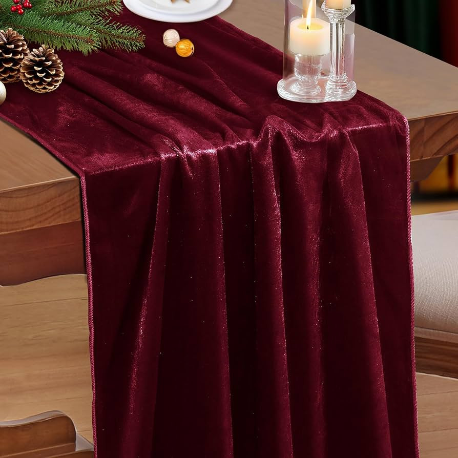 P Pothuiny Velvet Burgundy Table Runner 20 x 120Inch/ 10ft Long Luxurious Elegant Velvet Fabric T... | Amazon (CA)
