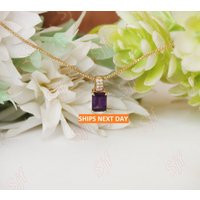 Aaa Natural African Amethyst Necklace With 18"" Box Chain, Next Day Shipping, Gift For Love, Birthda | Etsy (US)