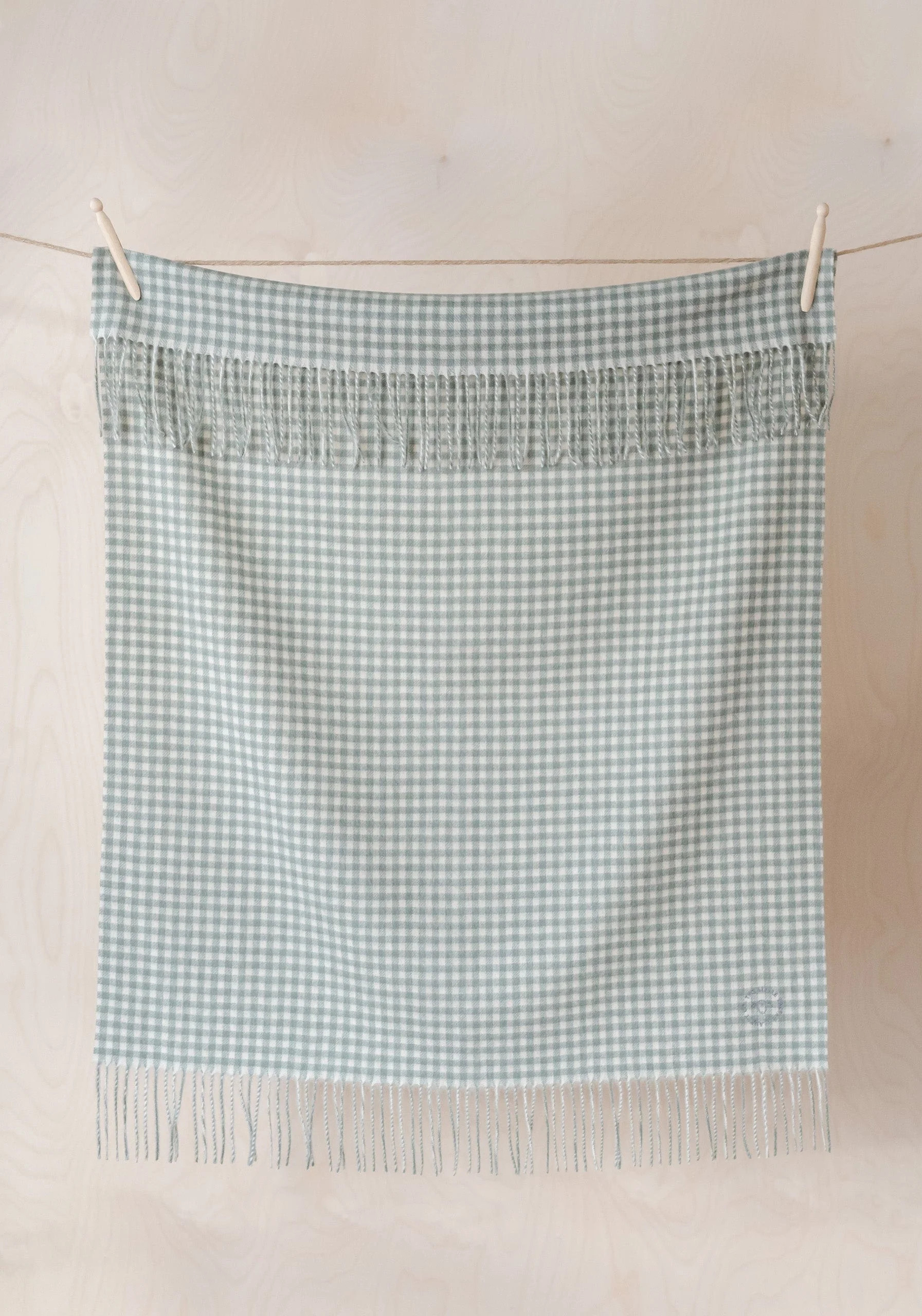 Super Soft Lambswool Baby Blanket in Sage Nursery Gingham | The Tartan Blanket Co.