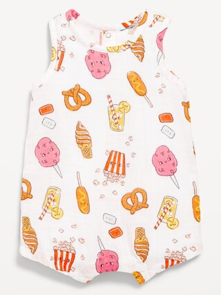 Printed Sleeveless Double-Weave One-Piece Romper for Baby | Old Navy (US)