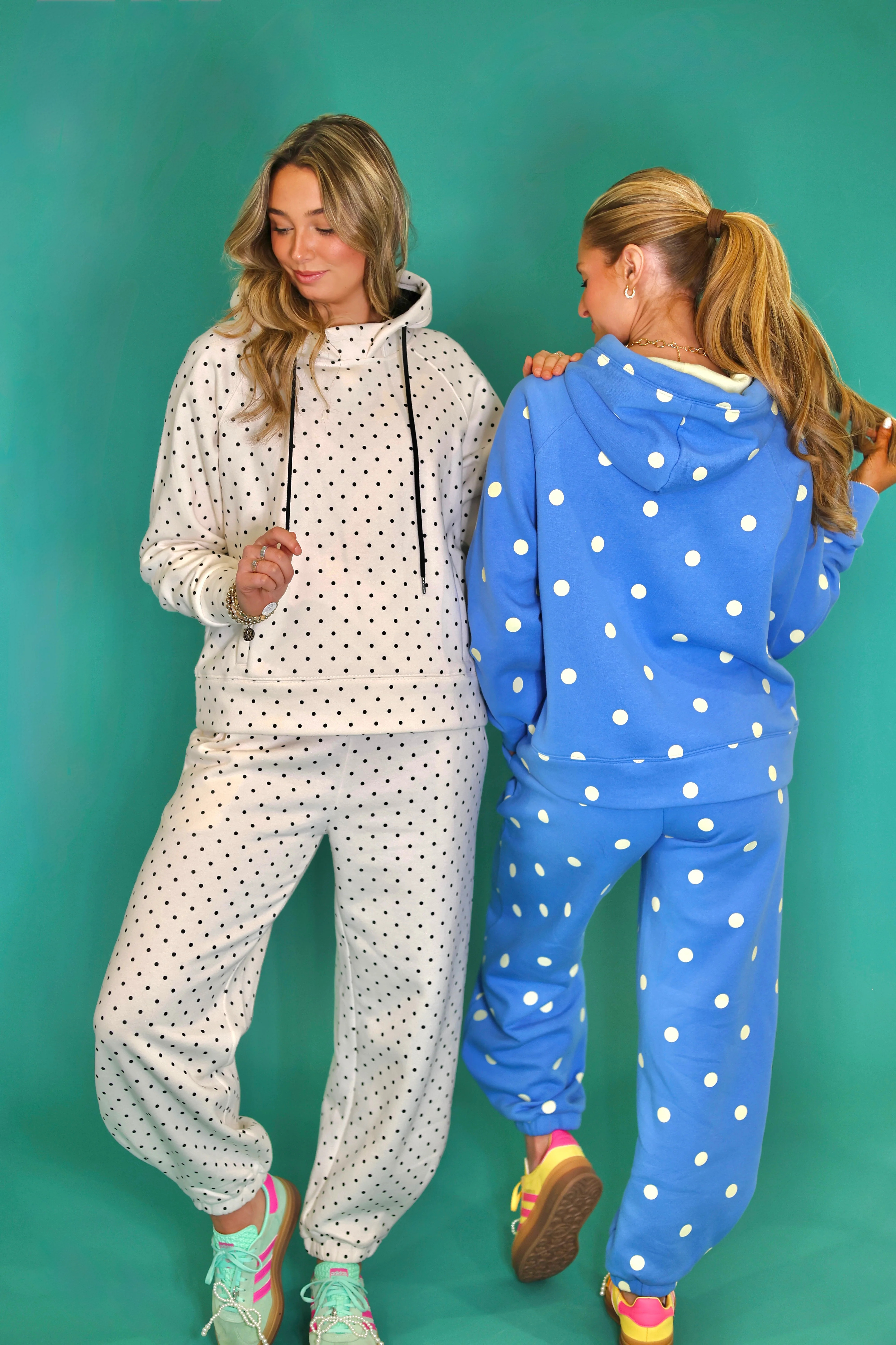 Ivory Black Mini Dot Sweatsuit Set - Hoodie & Sweatpants | Poppy & Pine