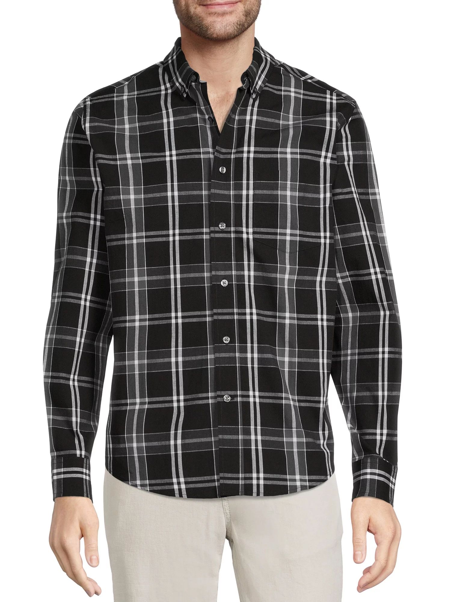 George Men’s Poplin Shirt with Long Sleeves - Walmart.com | Walmart (US)
