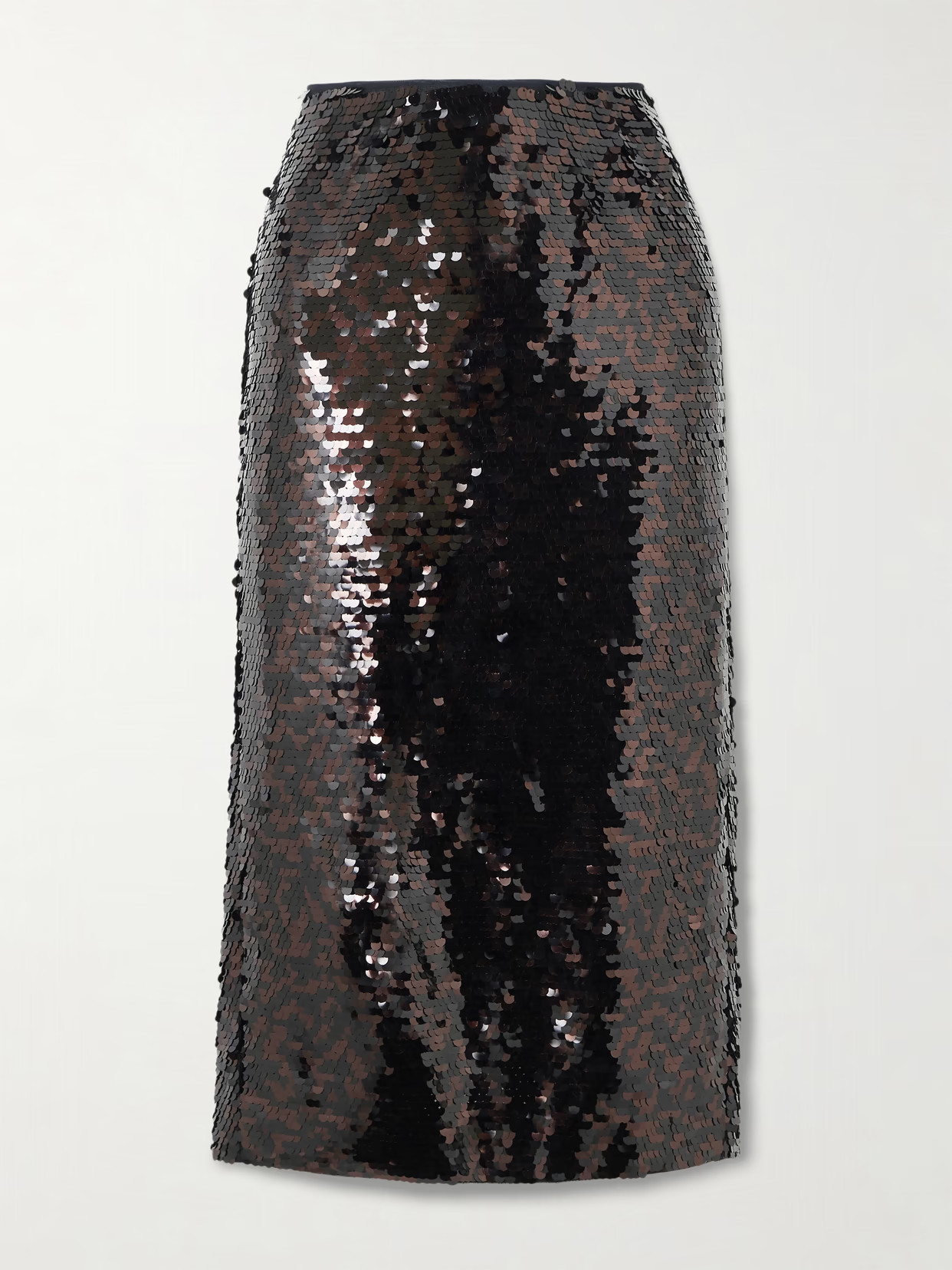 STAUD - Ciara Sequined Mesh Midi Skirt - Black | NET-A-PORTER (US)