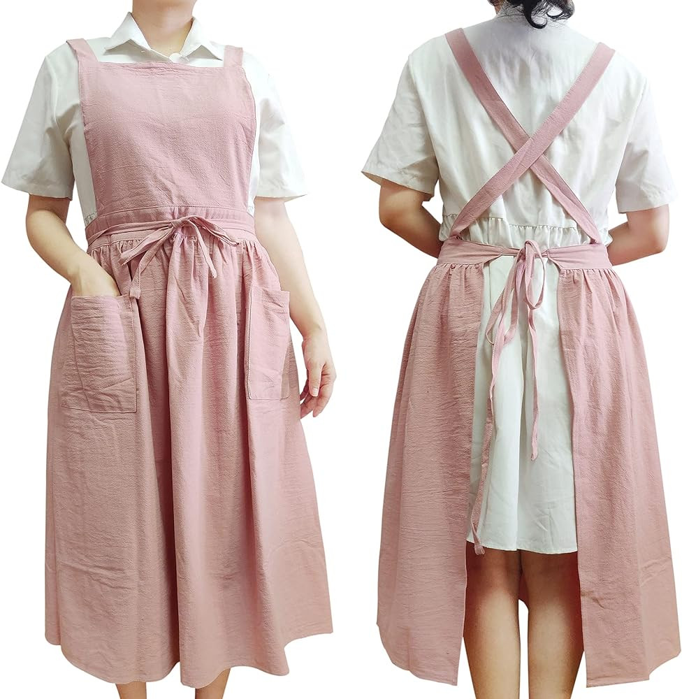 Cute Retro Cotton Linen X-Back Aprons Home Kitchen Garden Art Painting Pinafore Florist Shop Over... | Amazon (US)