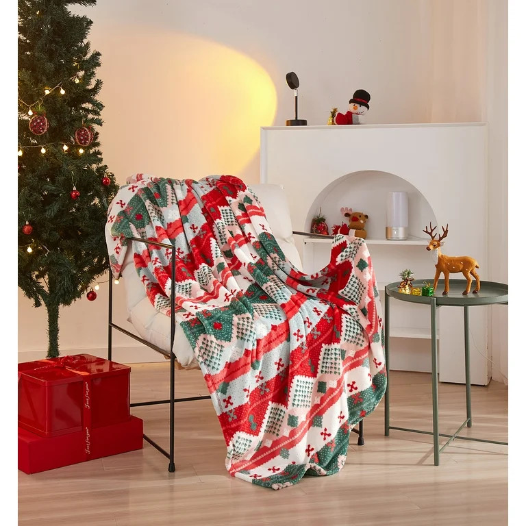 Holiday Time 50"x60" Multi-color Sweater Plush Throw | Walmart (US)